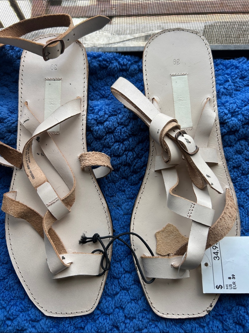 Women's PALE PINK Leather Gladiator Sandals BRAND NEW TAG Size 8
